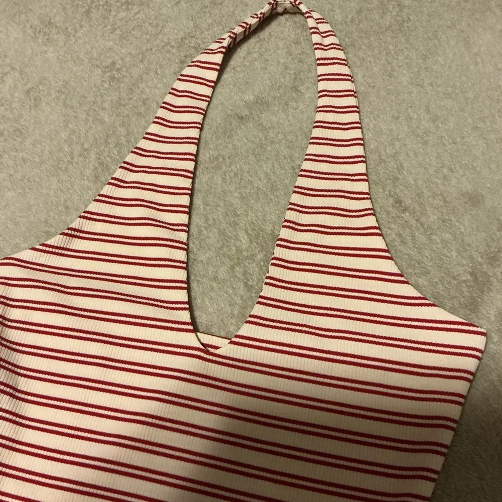 Striped Red and White Halter Top Bodysuit Missguided - Picture 3 of 7